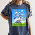 Frutiger Aero Aesthetic Tech Cherry Blossom Fishes Bubbles Raglan Baseball Tee Women's Comfort Colors T-Shirt Moss