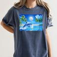 Frutiger Aero Dolphin Sunset Ocean With Palm Trees Y2k Premium Women's Comfort Colors T-Shirt Moss