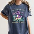 Girls Loves Dragon Books Fantasy Girls Kids Toddler Women Women's Comfort Colors T-Shirt Moss