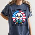 A Good Day To Read a Book Reading Eagle With American Flag Women's Comfort Colors T-Shirt Moss