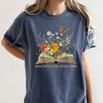 Helping Little Minds Grow Floral Book Education SPED Teacher Women's Comfort Colors T-Shirt Moss