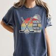 Hockey And Tacos Retro Nostalgia Lovers Women's Comfort Colors T-Shirt Moss