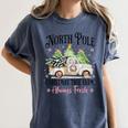 Holiday Scene Nostalgia North Pole Tree Farm Merry Christmas Women's Comfort Colors T-Shirt Moss Holiday Scene Nostalgia North Pole Tree Farm Merry Christmas Women's Comfort Colors T-Shirt Moss