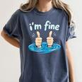 I'm Fine Drowning Thumbs Up Introvert Meme Humor Women's Comfort Colors T-Shirt Moss
