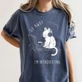 Introvert Cat With Coffee On Computer Antisocial Emo Goth Women's Comfort Colors T-Shirt Moss