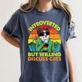 Introvert Cats Sarcasm Cat Lover Introverts Women's Comfort Colors T-Shirt Moss