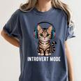 Introvert Mode Cat With Headphones Kitten Lover Women's Comfort Colors T-Shirt Moss Introvert Mode Cat With Headphones Kitten Lover Women's Comfort Colors T-Shirt Moss