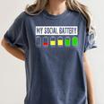Introvert My Social Battery Low Level Graphic Women's Comfort Colors T-Shirt Moss