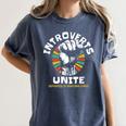 Introverts Unite Separately Own Homes Emblem Women's Comfort Colors T-Shirt Moss