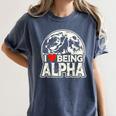 I Love Being Alpha Moonlit Wolf Meme Alpha Introvert Women's Comfort Colors T-Shirt Moss