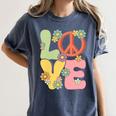 Peace Sign Love Groovy Vibes Costume Nostalgia 1980s Fashion Women's Comfort Colors T-Shirt Moss