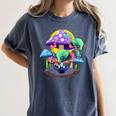 Psychedelic Alien Mushroom Nostalgia Groovy Vibe Hippie Women's Comfort Colors T-Shirt Moss