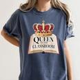 Queen Of The Classroom Appreciation Royal Crown Book Women's Comfort Colors T-Shirt Moss