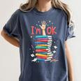 Reading Books Librarian Reader Nerd I'm Ok School Teacher Women's Comfort Colors T-Shirt Moss
