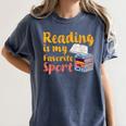 Reading Is My Favorite Sport Book Lovers Women's Comfort Colors T-Shirt Moss
