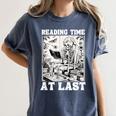 Reading Time At Last Book Lover Introvert Skeleton Reading Women's Comfort Colors T-Shirt Moss