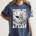 Reading Time At Last Book Lover Introvert Skeleton Reading Women's Comfort Colors T-Shirt Moss Reading Time At Last Book Lover Introvert Skeleton Reading Women's Comfort Colors T-Shirt Moss