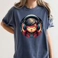 Serene Music Enthusiast With Headphones Introvert Cute Boy Women's Comfort Colors T-Shirt Moss
