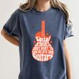 Social Introverts Hang Out With Guitars Musician Guitarist Women's Comfort Colors T-Shirt Moss