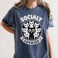 Socially Awkward Cute Introvert Cat Meme Anti-Social Club Women's Comfort Colors T-Shirt Moss