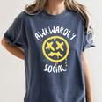 Socially Awkward Introvert Social Anxious Awkwardly Social Women's Comfort Colors T-Shirt Moss