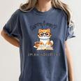 Sorry I Can't Indoor Cat Top For Introvert With Coffee Book Women's Comfort Colors T-Shirt Moss