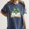 St Patricks Day Book Lover Librarian Reading Saint Pattys Women's Comfort Colors T-Shirt Moss