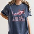 I Tried People I Prefer Axolotl Salamander Introvert Raglan Baseball Tee Women's Comfort Colors T-Shirt Moss