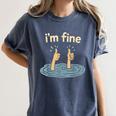 Two Thumbs Up I'm Fine Sarcastic Meme Introvert Humor Women's Comfort Colors T-Shirt Moss