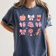 Valentine Teacher Cute Bows Apple Globe Pencil Books Art Women's Comfort Colors T-Shirt Moss