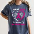I Wear Pink In Memory Of My Great Aunt Breast Cancer Graphic Women's Comfort Colors T-Shirt Moss