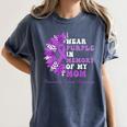 I Wear Purple In Memory Of My Mom Pancreatic Cancer Ribbon Women's Comfort Colors T-Shirt Moss I Wear Purple In Memory Of My Mom Pancreatic Cancer Ribbon Women's Comfort Colors T-Shirt Moss