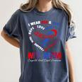 I Wear Red & Blue In My Memory Of My Mom CHD Awareness Month Women's Comfort Colors T-Shirt Moss
