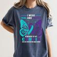 I Wear Teal And Purple In Memory Of My Cousin Women's Comfort Colors T-Shirt Moss I Wear Teal And Purple In Memory Of My Cousin Women's Comfort Colors T-Shirt Moss