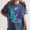 I Wear Teal And Purple In Memory Of My Mom Women's Comfort Colors T-Shirt Moss I Wear Teal And Purple In Memory Of My Mom Women's Comfort Colors T-Shirt Moss