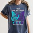 I Wear Teal And Purple In Memory Of My Nephew Women's Comfort Colors T-Shirt Moss I Wear Teal And Purple In Memory Of My Nephew Women's Comfort Colors T-Shirt Moss