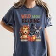 Wild About Reading Zoo Animals For Bookworm Book Reader Women's Comfort Colors T-Shirt Moss