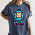 Women's Adulting Is A Myth Retro Pixel Pet Nostalgia Millennials Women's Comfort Colors T-Shirt Moss