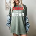 Caution I'm An Introvert Sarcastic Geek Video Gamer Jokes Women's Comfort Colors T-Shirt Berry Caution I'm An Introvert Sarcastic Geek Video Gamer Jokes Women's Comfort Colors T-Shirt Berry