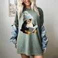Cute Penguin Reading Book Faux-Crochet Print Women's Comfort Colors T-Shirt Berry
