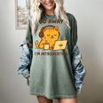Go Away I'm Introverting Cozy Cat With Laptop And Coffee Women's Comfort Colors T-Shirt Berry