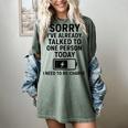 Introvert Sorry I’Ve Already Talked To One Person Today Women's Comfort Colors T-Shirt Berry