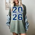 Senior 2026 Graduation Varsity Navy Blue On The Back Women's Comfort Colors T-Shirt Berry