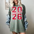 Senior 2026 Graduation Varsity Red Letters On The Back Women's Comfort Colors T-Shirt Berry