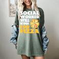 Social Worker Will Work For Pizza Graduation Women's Comfort Colors T-Shirt Berry