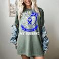 I Wear Blue In Memory Of My Husband Colon Cancer Awareness Women's Comfort Colors T-Shirt Berry I Wear Blue In Memory Of My Husband Colon Cancer Awareness Women's Comfort Colors T-Shirt Berry