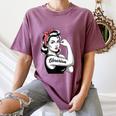 Female Librarian Rosie Riveter Book Guardian Woman Women's Comfort Colors T-Shirt Blue Jean