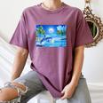 Frutiger Aero Dolphin Sunset Ocean With Palm Trees Y2k Women's Comfort Colors T-Shirt Blue Jean Frutiger Aero Dolphin Sunset Ocean With Palm Trees Y2k Women's Comfort Colors T-Shirt Blue Jean