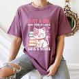 Girl Who Loves Cats And Books Cute Women's Comfort Colors T-Shirt Blue Jean Girl Who Loves Cats And Books Cute Women's Comfort Colors T-Shirt Blue Jean