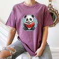Panda With Book For Reading Enthusiasts Women's Comfort Colors T-Shirt Blue Jean Panda With Book For Reading Enthusiasts Women's Comfort Colors T-Shirt Blue Jean